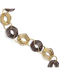 14k rhodium plated yellow gold Leslies with Chocolate Fancy Link Necklace