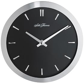 Seth Thomas Silver Titanium Tone Plastic Case with Black Dial Round Wall Clock