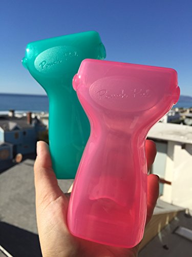 Pouch Pal - The No-Squeeze Food Pouch Feeder (Turquoise & Bubblegum) 2-Pack