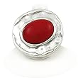 Silvertone Coral Stretch Fashion Ring