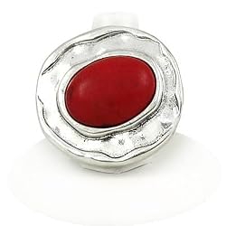 Silvertone Coral Stretch Fashion Ring