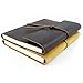American-Made Classic Leather Writing Journal with Wood Bookmark, Refillable 5x8, 224 Lined Pages (Taupe Brown with Umbrella Icon)