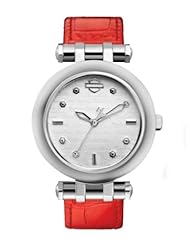 Harley-Davidson Womens Bulova Orange Leather Wrist Watch 76L167