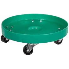 Dixie Poly D-21-35 Plastic Drum Dolly for 35 gallon Drum, 600 lbs Capacity, 21.5" Diameter x 6.5" Height, Green