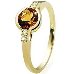 Goldmaid Damen-Ring 585 Gelbgold 4 Diamanten 1 Citrin 0,02ct Gr. 54 Fa R2944GG54