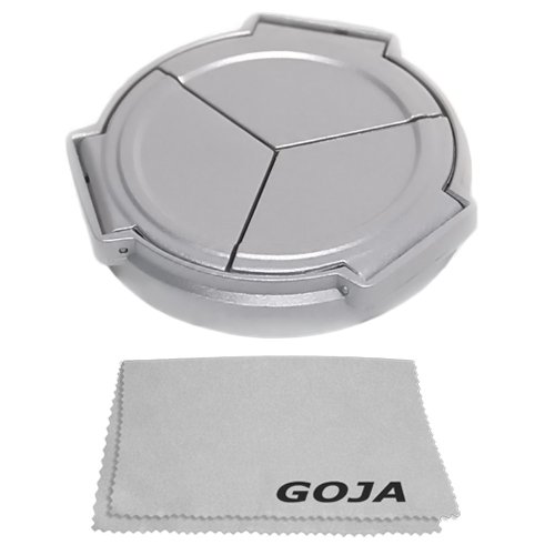 Auto Lens Cap for PANASONIC Lumix DMC-LX5 & LEICA D-LUX 5 (Silver) + Premium Goja Microfiber Cleaning Cloth