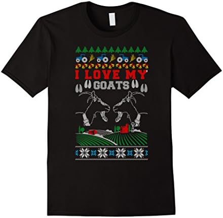 Men's I Love my Goats Agriculture Ugly Christmas Sweater Shirt Medium Black