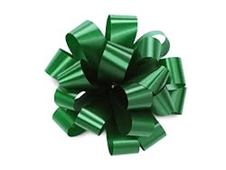 Set of 10 EMERALD GREEN Pom Pom, Pull Bows, 5 Wide Satin for Gifts, Packages, Boxes, Birthdays, Anniversaries, Parties and Holidays Such as Christmas Wrapping