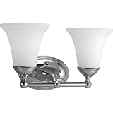 Best Price Progress Lighting P2780-15 2-Light Bath Bracket with Etched White Opal Glass, Polished Chrome