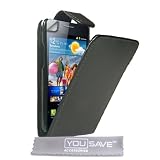 Yousave Accessories RO-GU66-IV0X Etui en cuir avec magn�tique Fin + Film Protection d'�cran pour Samsung Galaxy S2 SII I9100 Noirpar Yousave Accessories