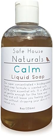 Face and Body Wash 8oz All Natural Liquid Soap Calm - Pure Essential Oil of Lavender by Safe House Naturals