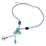 Blue Floral Beaded Collar Necklace