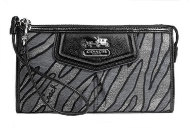 Coach Limited Edition Zebra Zip Wallet Wristlet Clutch Bag 44566 Silver Multi