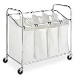 Whitmor 6097-3529-BB Chrome and Canvas Four Section Laundry Sorter ~ Whitmor