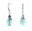Earrings - E233 - Murano Style Glass - Curved Lentil Window Pane ~ Aqua