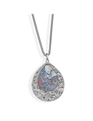MMA Silver - 17 inch Oxidized Roman Glass Necklace