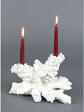 2 Richest Winter White Glittery Pinecone Christmas Double Taper Candle Holders