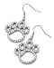 Silvertone Clear Rhinestone Paw Print Dangle Fashion Earrings