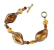 Bracelet - B22 - Handmade Murano Glass & Fire-Polished Beads - Lg Twists - Toggle Closure ~ Brown & Peach