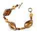 Bracelet - B22 - Handmade Murano Glass & Fire-Polished Beads - Lg Twists - Toggle Closure ~ Brown & Peach