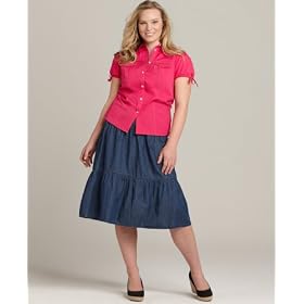 Tommy Hilfiger Plus Size Skirt, Baby Tiered Denim