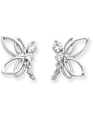 925 Sterling Silver Butterfly White CZ Journey Earrings