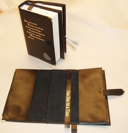 Black Leather Double AA Alcoholics Anonymous Big Book & 12 X 12 Book Cover