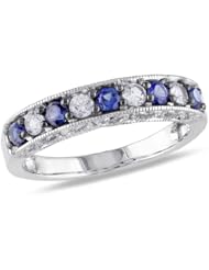 10k White Gold Created Sapphire, and Created White Sapphire Ring