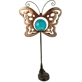Moonrays 91437 Solar Powered Metal/Glass Butterfly Light Fixture