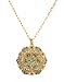 Catherine Popesco 14k Gold Plated Pacific Opal and Teal Swarovski Crystals Filigree Medallion Necklace