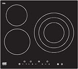 Table vitroc�ramique 3 zones - 9 niveaux de puissance - Commandes sensitive