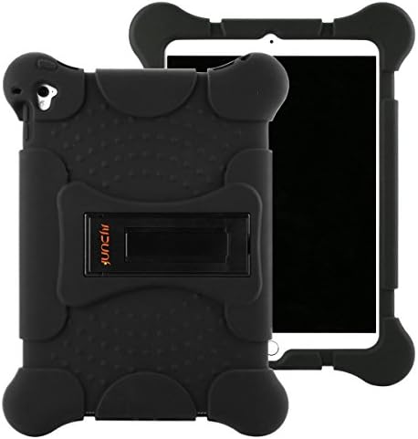 JUNCHI iPad Pro Case, Kids Shockproof Drop Proof Armor Protective Soft Silicone Portable Light Weight 4 Shock Absorbing Large Corners Case Cover for Apple iPad Pro 9.7 Inch Released in 2016 (Black)
