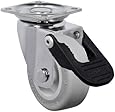 Schioppa, GLAP 210 SP FPI, 2" (50 mm) Swivel Brake Caster, Non-Marking Very Soft Rubber Wheel, 70 lbs, Plate: 1-21/32 x 1-21/32" (BH 1-1/4 x 1-1/4")