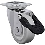 Schioppa, GLAP 210 SP FPI, 2" (50 mm) Swivel Brake Caster, Non-Marking Very Soft Rubber Wheel, 70 lbs, Plate: 1-21/32 x 1-21/32" (BH 1-1/4 x 1-1/4")