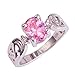 Psiroy 925 Sterling Silver Stunning Created Gorgeous Women's 7mm*9mm Oval Cut CZ Pink Topaz Filled Ring