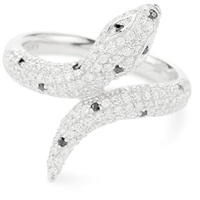 Nicky Hilton Sterling Silver & Cubic-Zirconia Snake Ring, Siz