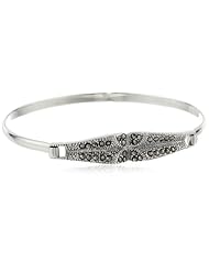 Arched Marcasite and Sterling Silver Clasp Bangle Bracelet, 7.5"