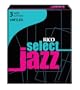 Rico Select Jazz Alto Sax Reeds, Unfiled, Strength 3 Strength Hard, 10-pack