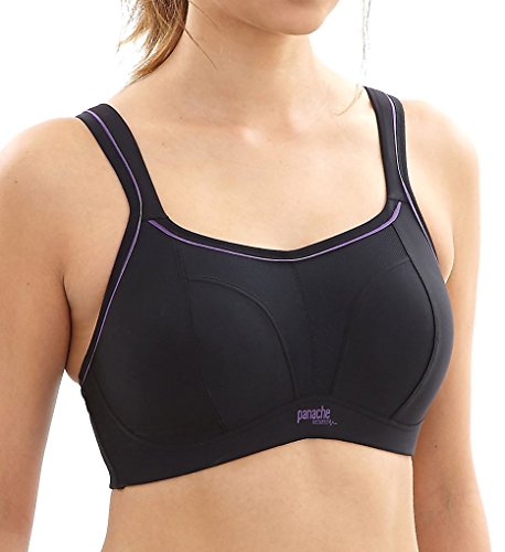 Panache Women's  Non Wired Sports Bra, Black, 34FF