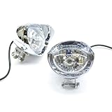 Custom Chrome Passing Fog Mini Headlight Head Light Visor for any Harley, Honda,... by KapscoMoto
