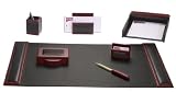 Desk Accessory Set, 7-piece Rosewood and Genuine Top-grain Black Leather Desk Accessory Set, 7-piece Rosewood and Genuine Top-grain Black Leather