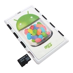 DiMeCard micro8 microSD Memory Card Holder WHITE ANDROID JELLY BEAN Edition (Ultra thin credit card size holder, writable label)