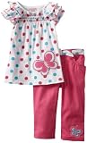 Young Hearts Girls 2-6X 2 Piece Butterfly Pant Set, White, 5