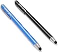 Bargains Depot(2 Pcs) [0.18-inch Rubber Tip Series] 5.5"L Stylus Pens for Touch Screen Devices with 6 Extra Replaceable Soft Rubber Tips -Black/Blue
