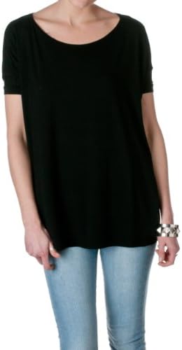 Piko 1988 Women's Short Sleeve Loose Fit Bamboo Top, Black, Size Small