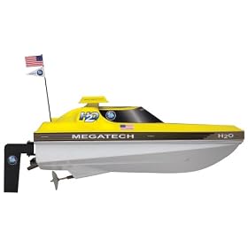 Megatech H20 Pro Racer Speedboat with Radio, Battery and Charger in Yellow