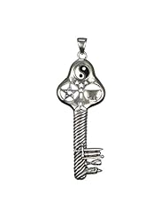 Large Sterling Silver Key of Magic Symbolic Pagan Pentacle Pendant