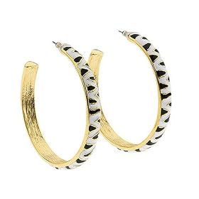 Kenneth Jay Lane zebra print hoop earrings with gold detail
