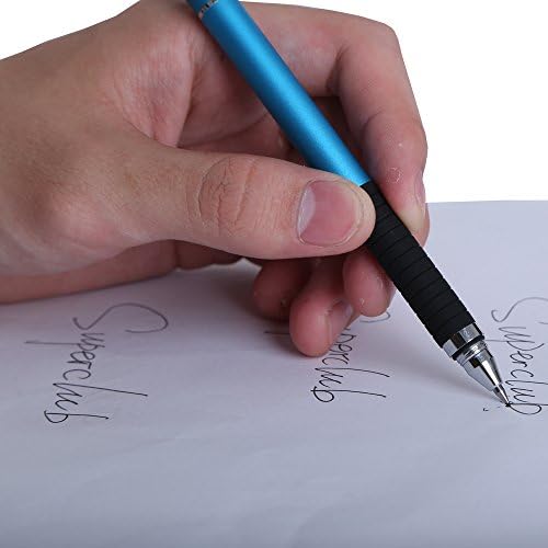 SuperClub Slim Anti-scratches 2 in 1 Touch Pen Stylus,Replaceable Gel Ink Pen Fine Point for Capactive Touchscreen iPad iPhone 6, 5S,Samsung Galaxy S5, S4, LG G3 HTC, Motolora,Blackberry,Sony, Nexus,Kindle and Other Smartphone Exquisite Aluminium Alloy (Azury)