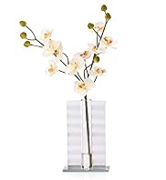 Artificial Test Tube Orchid in Striped Vase